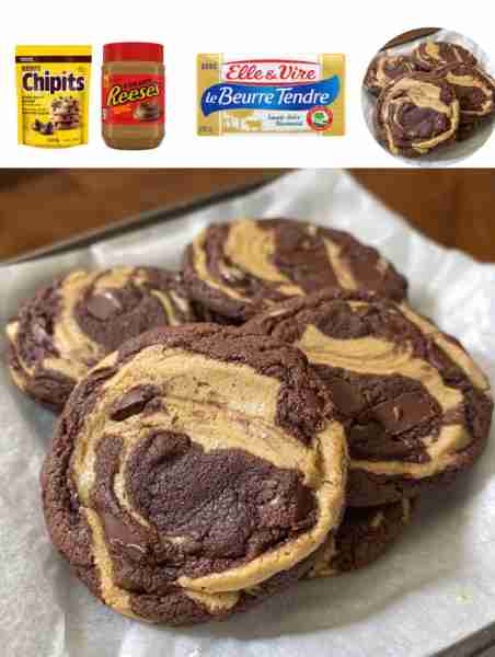 Peanut Butter Brownie Swirl Cookies Ingredients: - 1/2 cup unsalted butter, softened - 1/2 cup cream...