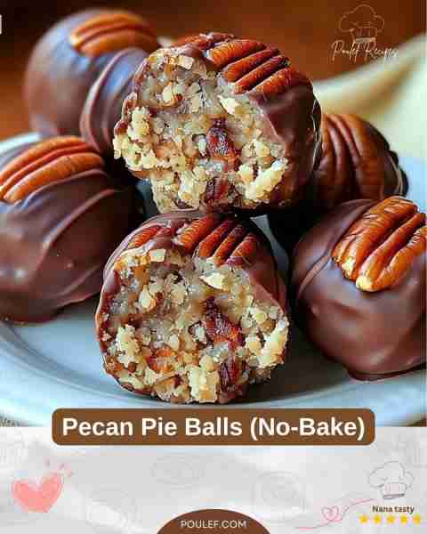 Pecan Pie Balls (No-Bake) 😍😋 Ingredients: 2 cups pecans, toasted and finely chopped 1 cup graham c...