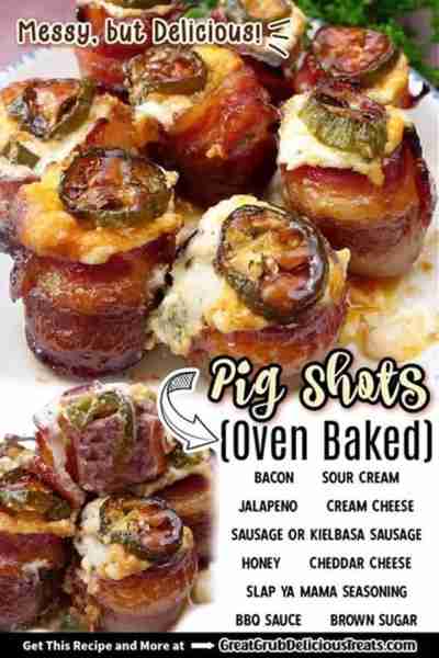 Pig Shots! 💖🐽 The Ultimate Appetizer! 🔥 Thick, Crispy Bacon, Smoked Sausage, Cream Cheese mixture...