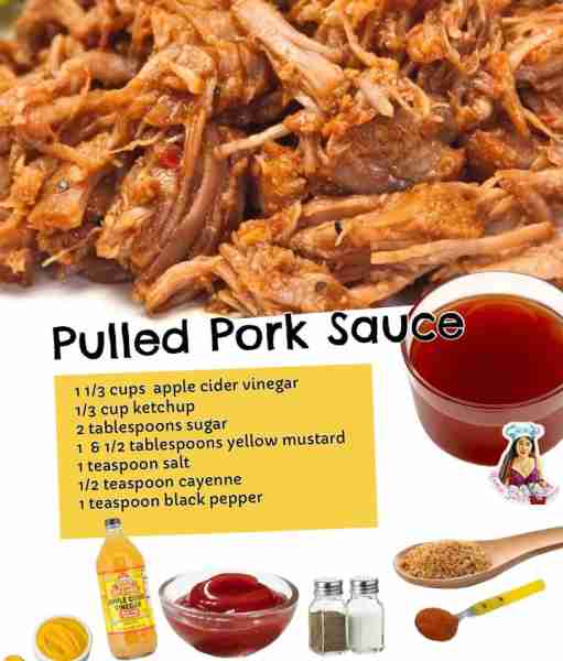 So easy and delicious - Sweet and Tangy Pulled Pork Sauce Recipe: 1 1/3 cups apple cider vinegar 1/3...