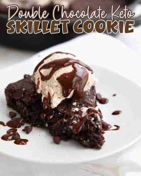 Brand new recipe! This Double Chocolate Keto Skillet Cookie is warm, gooey comfort! Recipe Link 👇