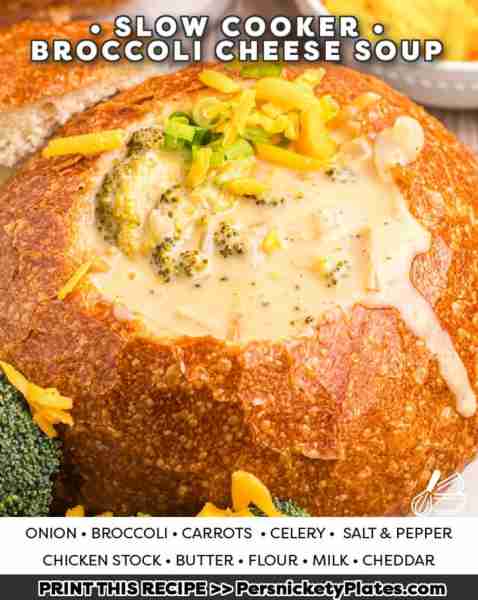 Slow Cooker Broccoli Cheddar Soup 🥦🧀 Panera copycat! INGREDIENTS ⬇️ 1 small onion 4 cups fresh bro...