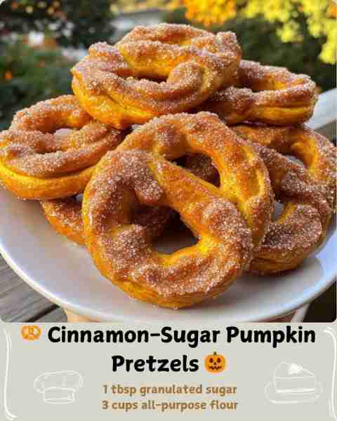 🥨 Cinnamon-Sugar Pumpkin Pretzels 🎃 Ingredients For the dough: 1 cup warm water (about 110°F / 43°...