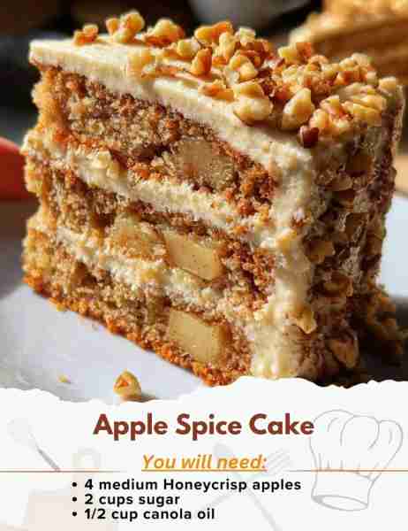 Apple Spice Cake Ingredients: - 4 medium Honeycrisp apples, peeled and cut into 1-inch pieces (about...