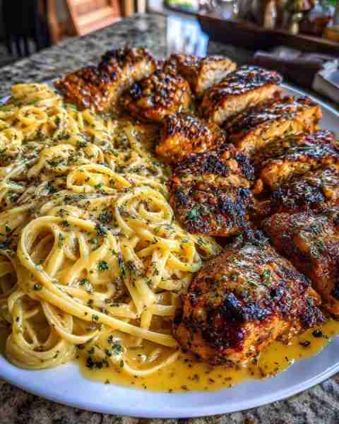 Garlic Chicken Linguine in Cajun Parmesan Velveeta Alfredo Sauce Ingredients: 1 pound linguine pasta...