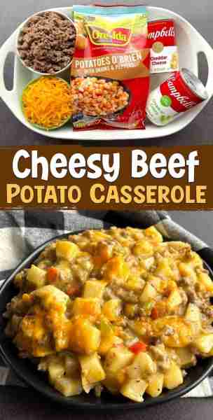 Cheesy Ground Beef & Potato Casserole Ingredients 1 pound ground beef 1 (28oz) bag frozen cubed pota...