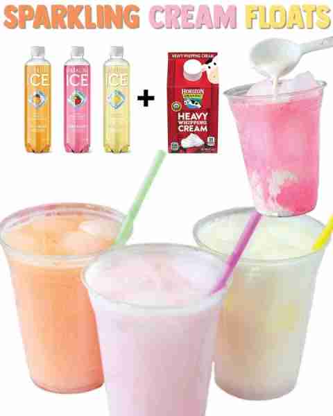 Sparkling Cream Floats! Pick your favorite sugar-free flavored bubbly water with whipping cream to c...