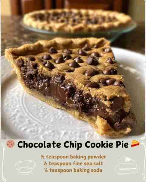 🍪 Chocolate Chip Cookie Pie 🥧 Ingredients ½ cup (1 stick) unsalted butter, melted 1 cup packed lig...