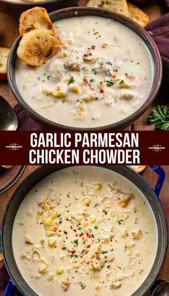 Garlic Parmesan Chicken Chowder 😍 Just hand me a spoon! Recipe👇👇👇