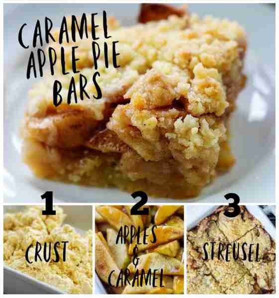 Apple Pie Bars with a drizzle of caramel and a simple crumble topping! It doesn’t get much better th...