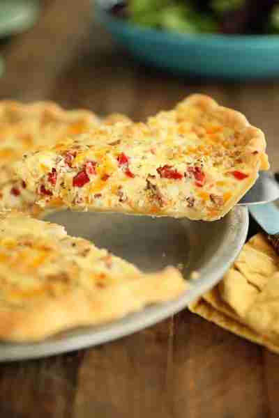 This Bacon and Pimento Cheese Quiche is a delicious Southern twist on the classic recipe and is surp...