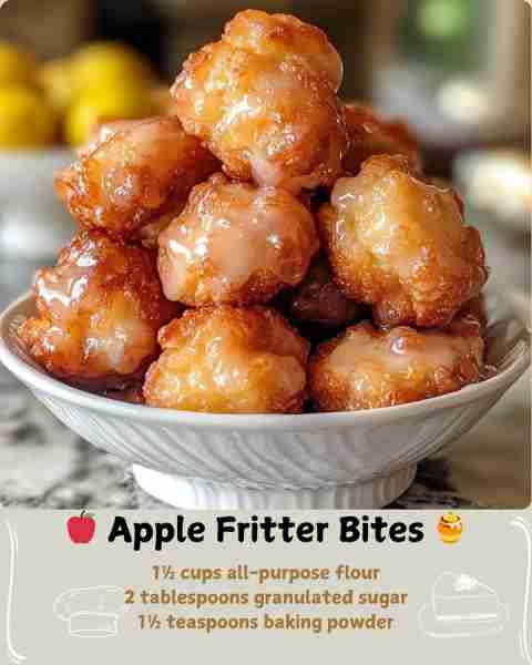 🍎 Apple Fritter Bites 🍯 Ingredients For the fritters: 1½ cups all-purpose flour 2 tablespoons gran...