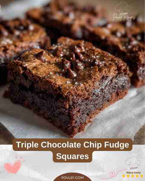 Triple Chocolate Chip Fudge Squares Ingredients: 1/2 cup unsalted butter 2 cups semisweet chocolate...