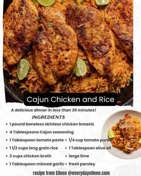 Dinner in less than 30 minutes with perfectly seasoned Cajun chicken and Rice! You've got it right h...