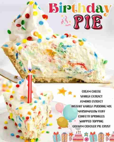 No bake Birthday Pie is a fun and whimsical way to prepare a birthday cake as a creamy, cold pie wit...