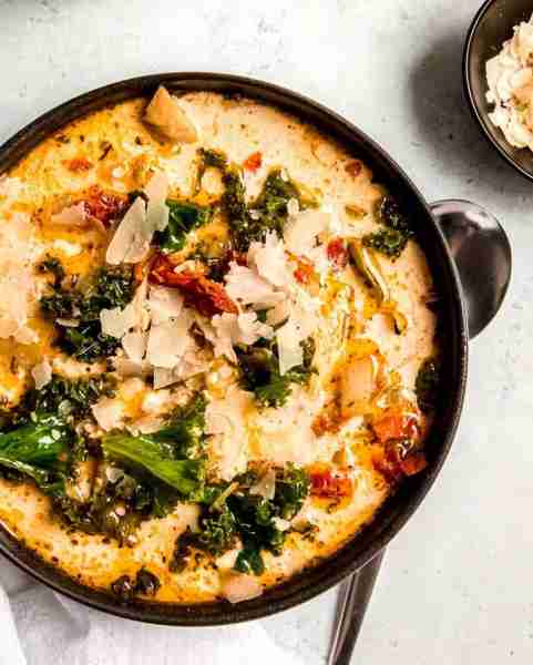 This creamy chicken soup is full of Tuscan flavors and comes together fast. Packed with veggies and...