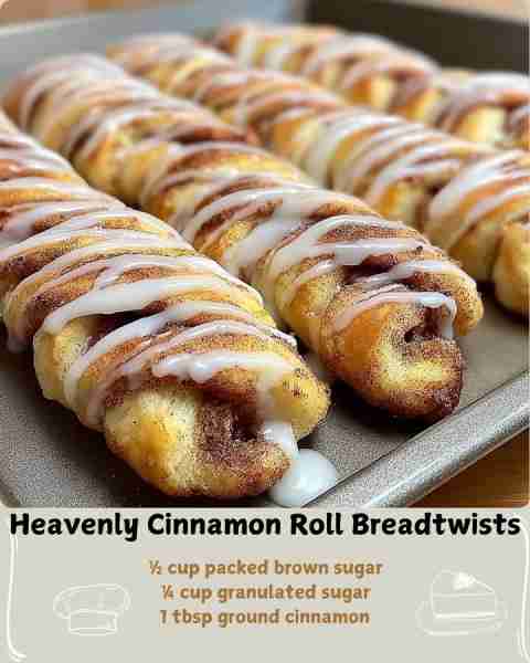 🥐 Heavenly Cinnamon Roll Breadtwists 🍯 Ingredients (Makes 6 servings) For the Breadtwists: 1 (8 oz...