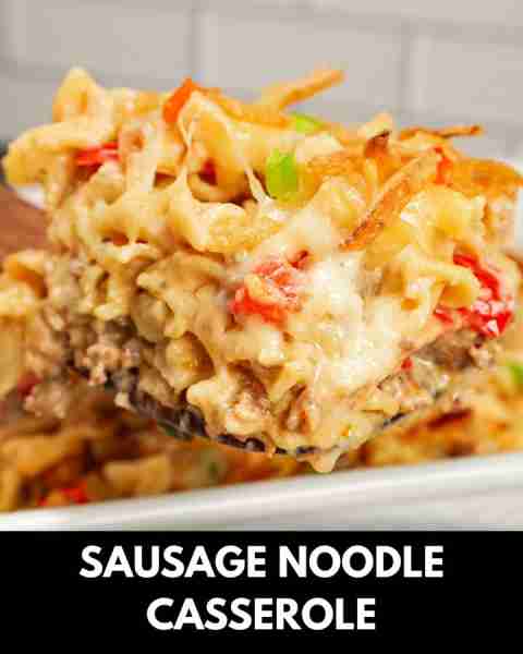 Sausage and Noodle Casserole is a hearty dinner recipe loaded with Italian sausage meat, egg noodle...