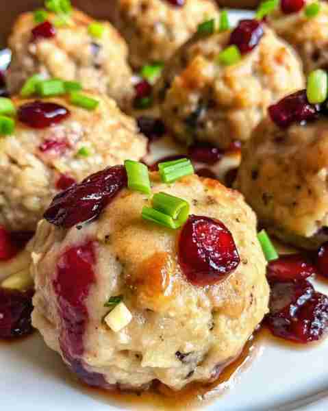 Cranberry Turkey Stuffing Balls Ingredients: 1 pound ground turkey 2 cups bread crumbs 1 cup cooked...