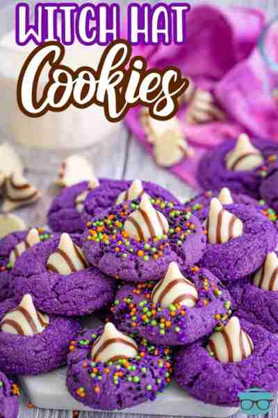 If you love Peanut Butter Blossom Cookies, then you’ll adore these Halloween Witch Hat Cookies! Colo...