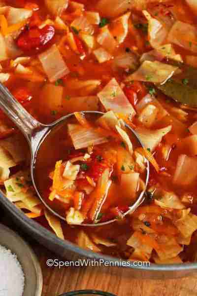 Comment RECIPE to get the recipe! This cozy cabbage soup is an easy favorite, made with chopped cabb...