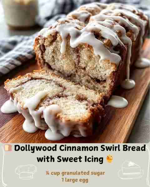 🍞 Dollywood Cinnamon Swirl Bread with Sweet Icing 🍯 Ingredients For the Bread: 1 cup whole milk, w...