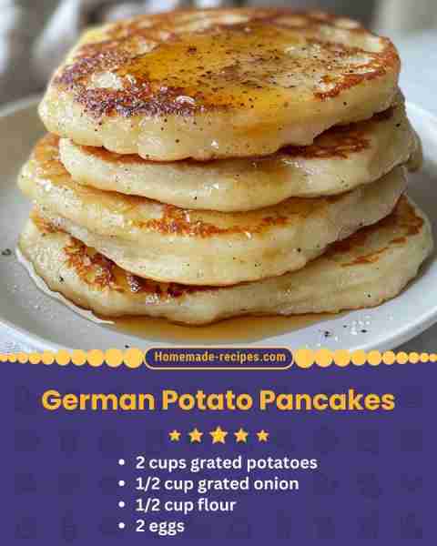 German Potato Pancakes Recipe 📋 Ingredients: • 2 cups grated potatoes • 1/2 cup grated onion • 1/2...