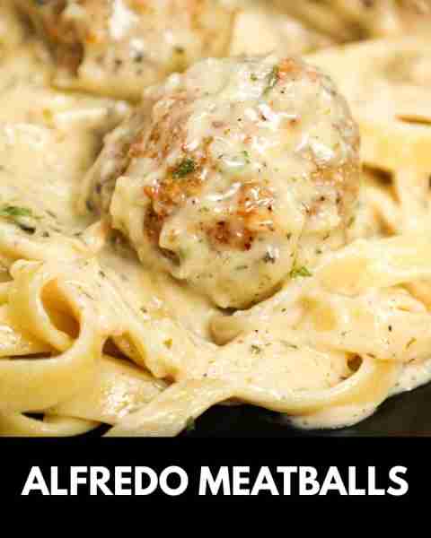 Alfredo Meatballs are an easy ground chicken meatball recipe loaded with Italian seasoned bread crum...