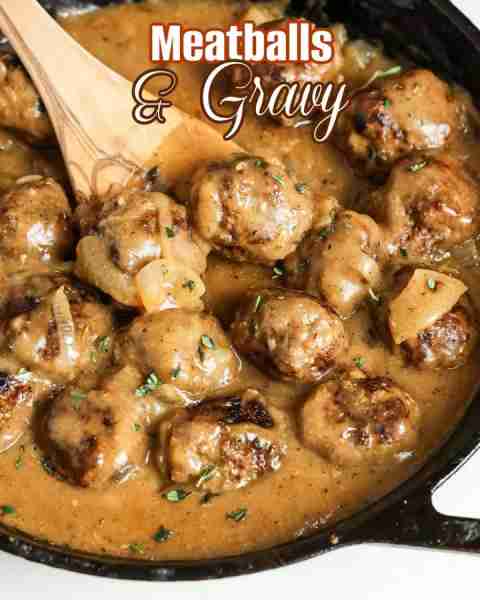 Find comfort in this classic dish of tender meatballs smothered in onions and savory gravy. Recipe c...