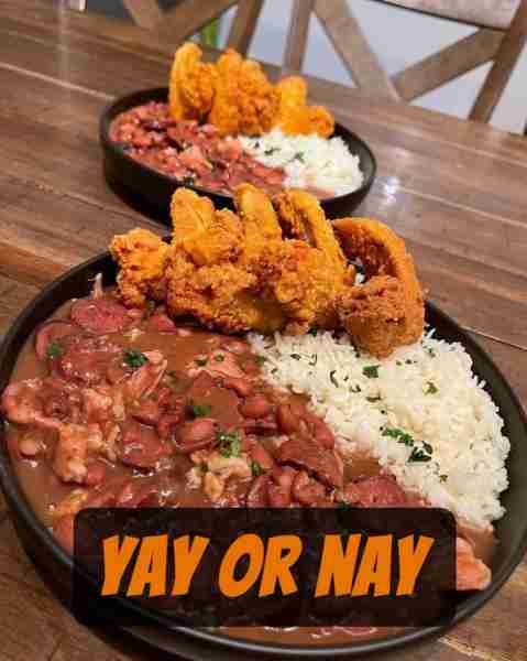 Fried Catfish with Red Beans & Rice YAY OR NAY! Ingredients: For the Fried Catfish: 4 catfish fillet...
