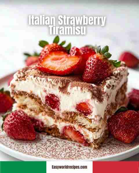 🍓 Italian Strawberry Tiramisu A fruity twist on the classic, this tiramisu features layers of straw...