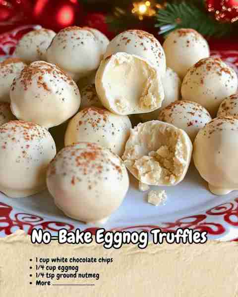 No-Bake Eggnog Truffles are rich, creamy, and full of holiday flavor, making them the perfect sweet...