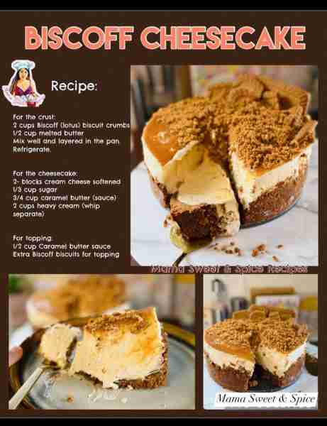 So good, melts in your mouth! No Baked- Biscoff Caramel Cheesecake For the crust: 2 cups Biscoff (lo...