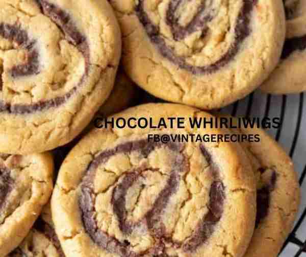 CHOCOLATE WHIRLIWIGS 1/2 cup shortening 1/2 cup sugar 1/2 cup brown sugar 1/2 cup peanut butter 1 e...