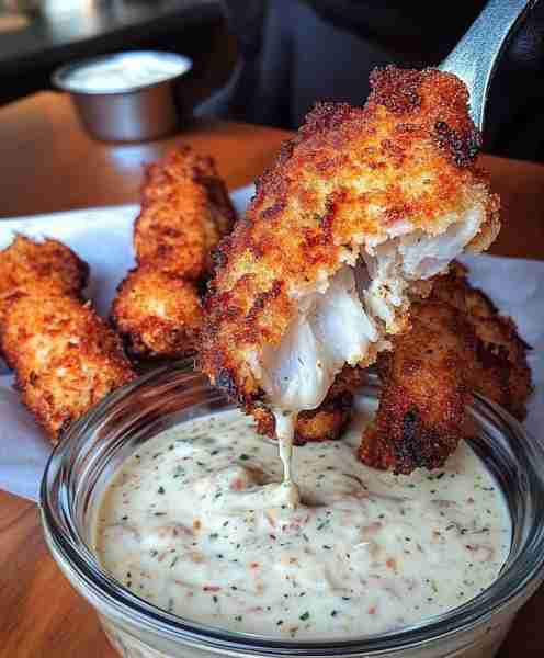 Crunchy Panko Fish Sticks with Tartar Style White Sauce 🐟 Ingredients: For the Fish Sticks: 1 poun...