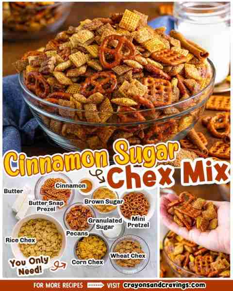 Sweet, salty, cinnamon-y goodness in every handful—this Cinnamon Sugar Chex Mix is snack heaven.