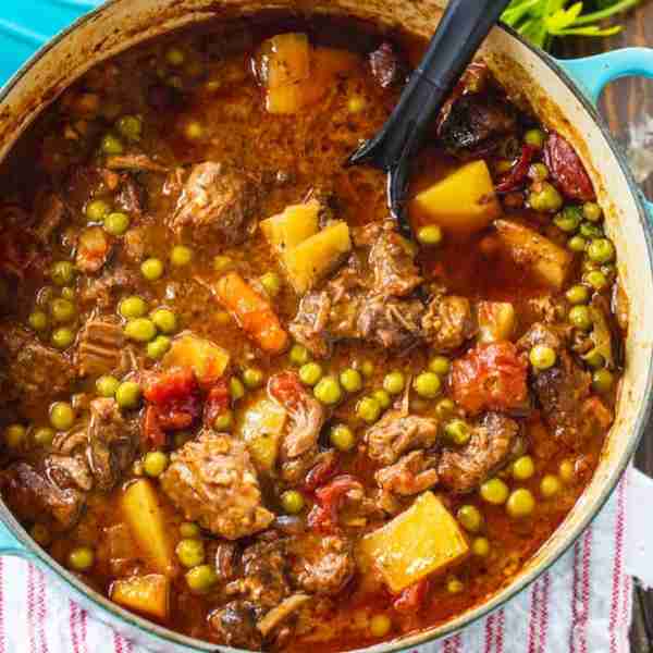 Beef Stew- chunks of beef are simmered with stewed tomatoes, steak sauce, potatoes, carrots, onion,...