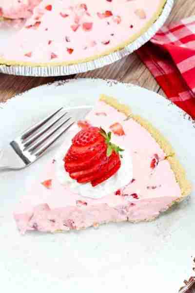 NO-BAKE STRAWBERRY JELLO PIE Recipe by Crayons & Cravings 1 box (3 ounce) strawberry Jello ⅔ cup boi...
