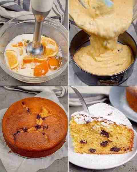 Orange cake with chocolate chips Ingredient: 1 orange 3 eggs 380g (3 cups) all-purpose flour 1 mediu...