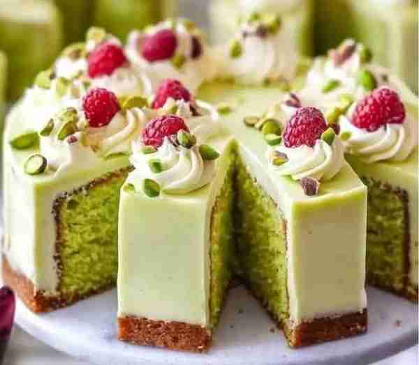 💚 Pistachio Cake with White Chocolate A soft, nutty pistachio sponge layered or topped with silky w...