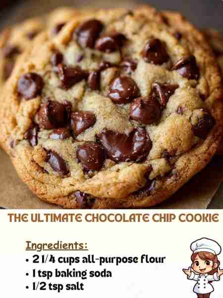 The ULTIMATE Chocolate Chip Cookie Ingredients 2 ¼ cups all-purpose flour 1 tsp baking soda ½ tsp sa...