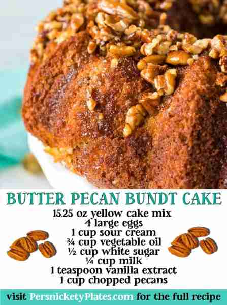 Butter Pecan Bundt Cake 🤩 You'll need ⬇️ For the Butter Pecan Cake 15.25 oz yellow cake mix 4 large...