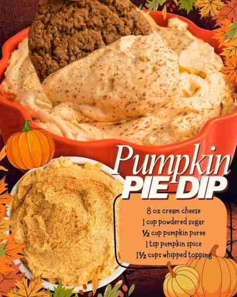PUMPKIN PIE DIP! 🍁 This easy 5 ingredient Pumpkin Pie Dip recipe has all of the best of fall flavor...
