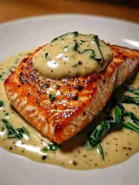 Elevate your dinner with this Pan-Seared Salmon in a luscious Creamy Florentine Sauce! It's a deligh...