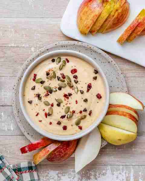Serve this simple + deliciously creamy High Protein Pumpkin Spice Dip at your next party! With the...