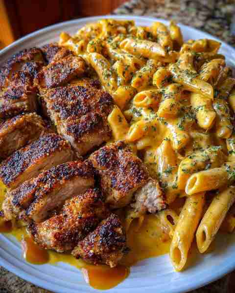 Cheesy Cajun Chicken Penne in Garlic Butter Velveeta Sauce Ingredients: 1 pound penne pasta 2 bonele...
