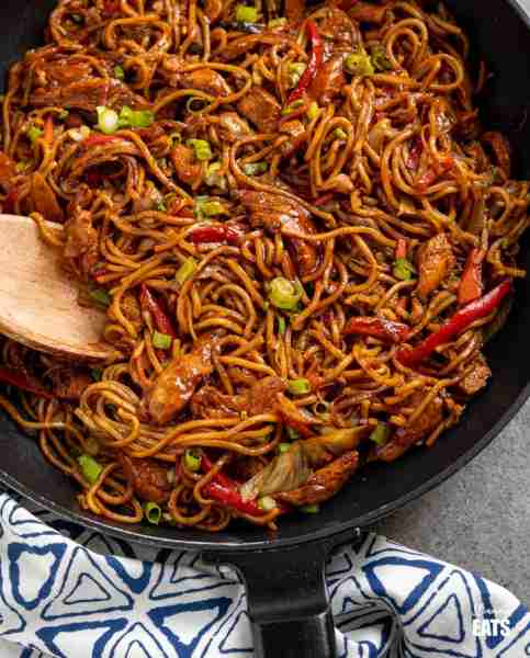 Hoisin Chicken with Noodles – tender strips of chicken breast and vegetables with egg noodles all co...