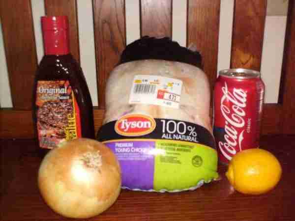 Slow Cooker Coke Chicken Ingredients Meat • 1 Chicken Produce • 1 Lemon • 1 Onion Condiments • 1 Bot...