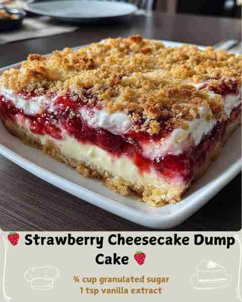 🍓 Strawberry Cheesecake Dump Cake 🍓 Ingredients: 1½ cups graham cracker crumbs (about 10 full shee...