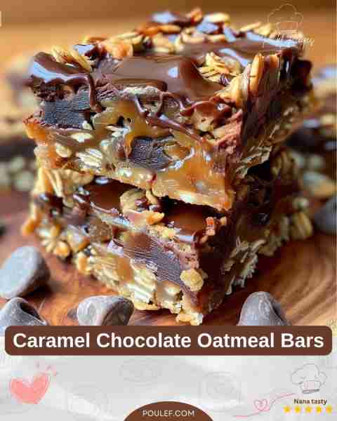Caramel Chocolate Oatmeal Bars Ingredients: **For the Oatmeal Base:** - 1 cup (2 sticks) unsalted bu...